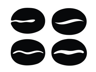 Silhouette set of Coffee beans on white background. Symbol logo isolated objects for commercial products and merchandise.