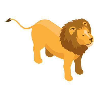 Lion Isometric Safari Composition