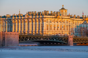 Fototapeta na wymiar February evening at the Winter Palace. Saint Petersburg, 