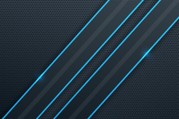 Modern futuristic black dark grey technology background with shiny blue line. Corporate black dimension business banner design template with glowing effect for poster, flyer, card, cover, brochure