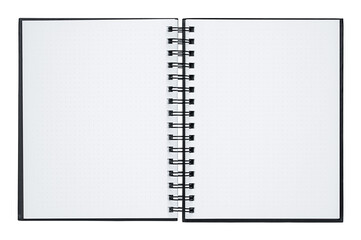 Empty white notebook with black wire binding and clipping path