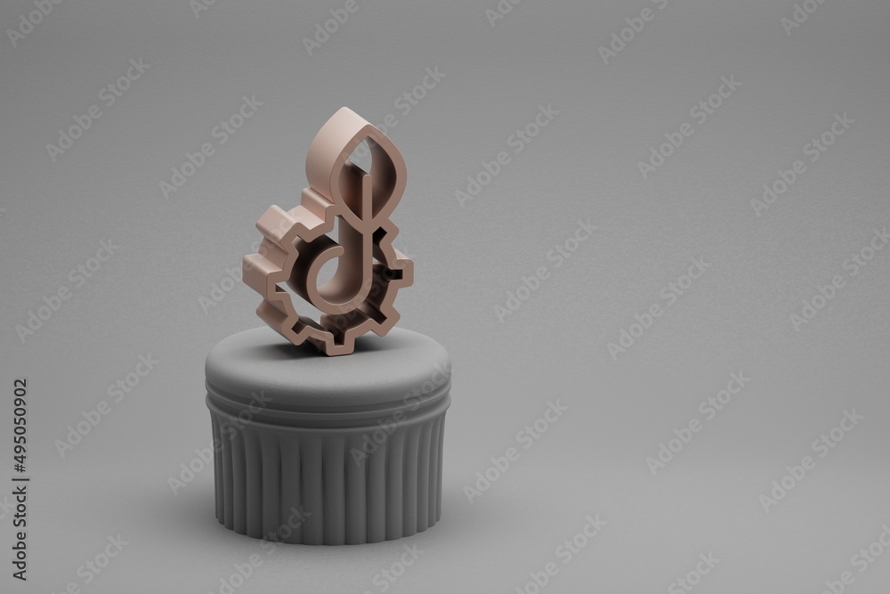 Leinwandbilder Beautiful abstract illustrations clean energy symbol icons on a column stand and wonderful background. 3d rendering illustration. Background pattern for design. Save Ecological.
