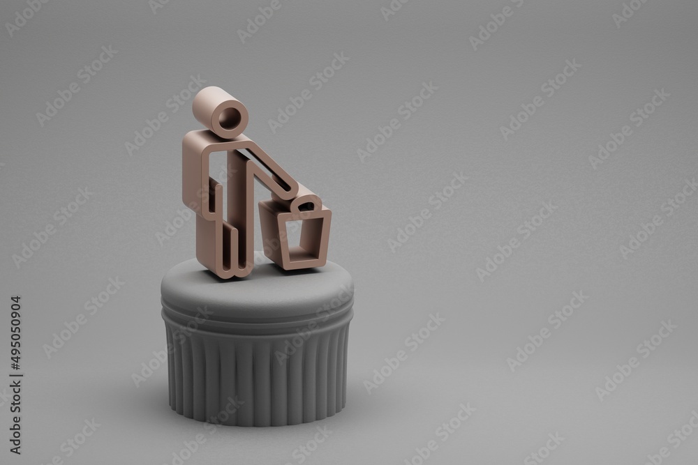 Leinwandbilder Beautiful abstract illustrations Recycle symbol icons on a column stand and wonderful background. 3d rendering illustration. Background pattern for design. Save Ecological.