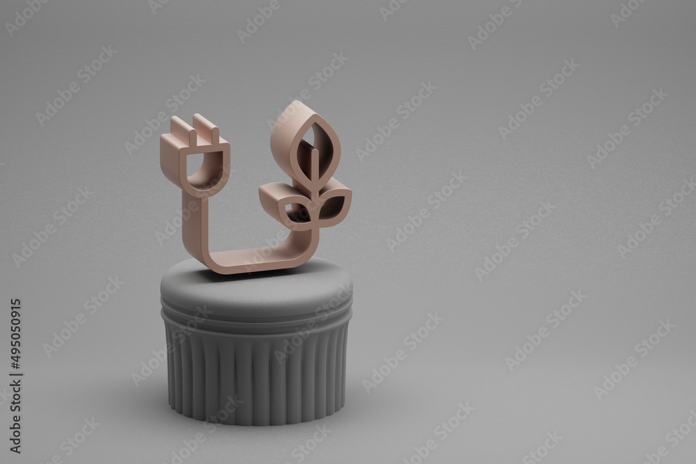 Leinwandbilder Beautiful abstract illustrations clean energy symbol icons on a column stand and wonderful background. 3d rendering illustration. Background pattern for design. Save Ecological.