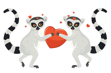 Lemur couple with heart