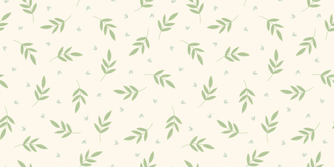 Abstract seamless pattern with leaves and grass. Vector design for paper, cover, fabric, interior decor and other