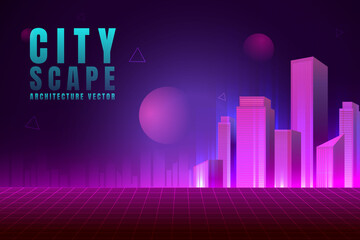 Fototapeta premium City metaverse virtual, downtown, skyscrapers cyberspace and planets.