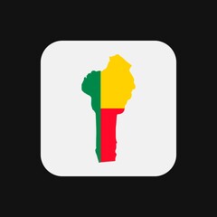 Benin map silhouette with flag on white background