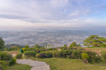 Fototapeta premium Landscape photo: the way to the top of Langbiang. Time: March 19, 2022. Location: DaLat city. This is a place with an altitude of 2163m. i