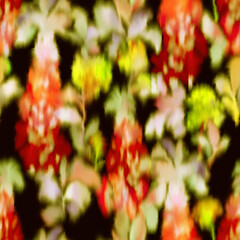 Blurred floral seamless pattern. Bright orchid flowers with vague watercolor paints texture. Elegant summer motif. Ombre botanical design.