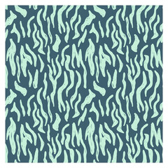 Seamless pattern of zebra skin in turquoise color on a dark turquoise background. Repeating texture. Figure for textiles. Surface design.
