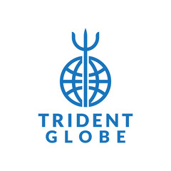 trident and globe logo design