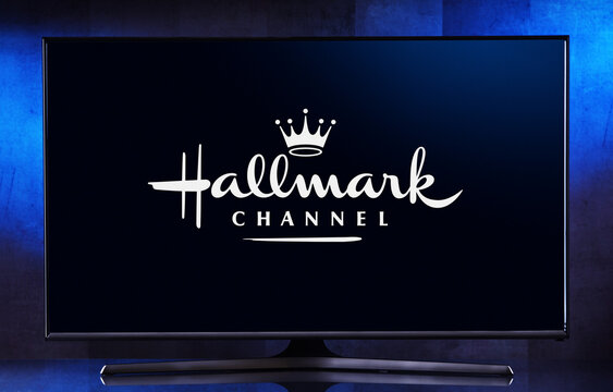 Flat-screen TV Set Displaying Logo Of The Hallmark Channel