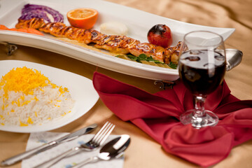 Persian food on the restaurant table 