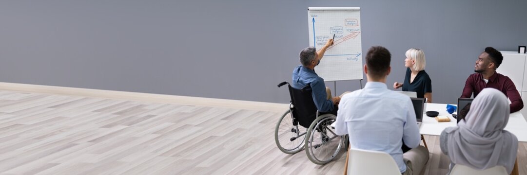 Disables Businessman Giving Presentation