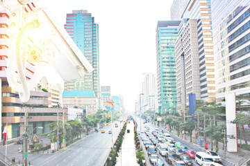 the CCTV in city send traffic information to control center to solve traffic problem