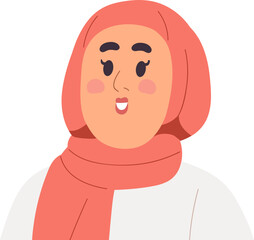 Muslim Woman in Hijab Avatar Cartoon Illustration