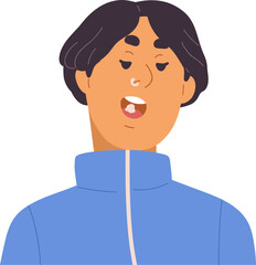 Trendy Person with Nose Piercing and Chewing Gum Avatar Cartoon Illustration