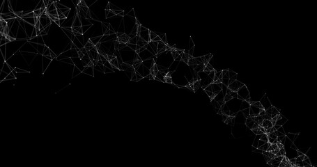 Abstract Illustration swirl motion background of connected smooth line plexus network with curve wave surface flow glowing dot on sound technology and digital innovation business concept