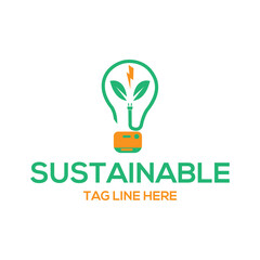 Light Bulb line icon vector, isolated on white green background. Idea sign, solution, thinking concept template