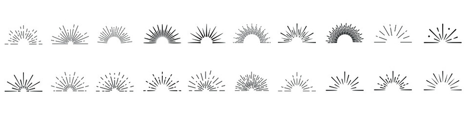 Retro sunburst icon vector set. Sunrise rays illustration sign collection. light burst symbol. 
shine sunshine logo. firework mark.