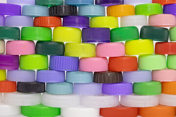 overlay rows of the Recycled Multicolored Plastic Bottle Caps