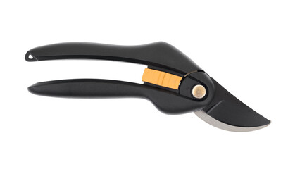 Garden secateurs isolated on a white background. Top view.
