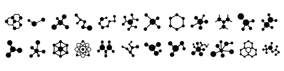 Molecule Icon vector set isolated on white background. chemistry illustration sign collection. scientific symbol.