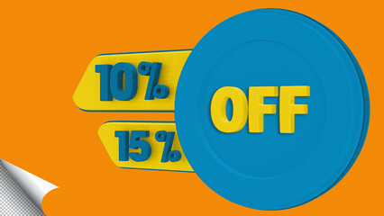 3D Tag OFF, Label with percentage 10%, 3d rendering, Special Offer 10% Discount Tag, Special Offer Label.51