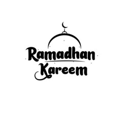 Ramadhan Kareem Lettering in white background. Sign of greeting the holy month Ramadhan Vector Illustration 