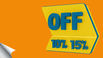 3D Tag OFF, Label with percentage 10%, 3d rendering, Special Offer 10% Discount Tag, Special Offer Label.51