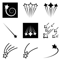 Starfall Flat Icon Set Isolated On White Background