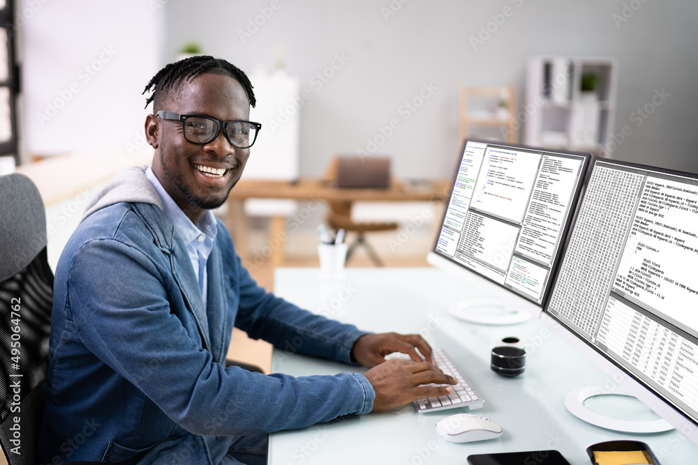 Poster Developer Programmer Man Coding Software