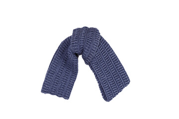 unfolded blue wool scarf isolated on white background