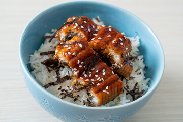 eel rice bowl or unagi rice bowl