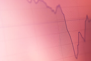 Crisis stock market chart. Crisis in Ukraine during the war. The effects of the war in Ukraine, bankruptcy or inflation. Economic concept