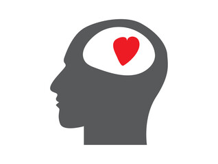 Human head with  Heart symbol  icon sign design vector icon