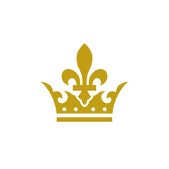Crown with fleur-de-lis symbols isolated on white background