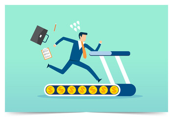 Big money is used to lure employees, financial program, giving a big dollar, banking payment, running on a treadmill