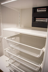 Fototapeta premium White Mesh Metal Shelves for Closet Storage