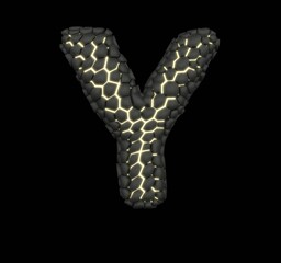 Glowing Breaking Stones Font Letter Y