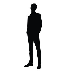 Vector silhouette of a man standing, businessman, black color, isolated on a white background