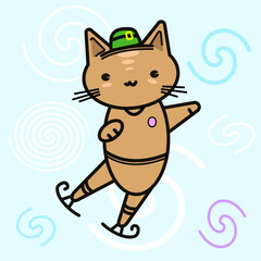 Funny animals. The little kitten is an athlete.
 Vector image in cartoon style. Color image.