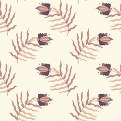 Seamless pattern with floral ornament. Vector illustration for postcard design, packaging, wrapping or scrapbooking.