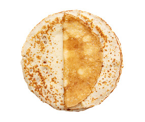 Fried pancakes on a white background.