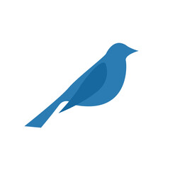 illustration of a bird in blue color on a white background. Mock-up for a logo, the press on textiles, clothes. for dishes, banner.

