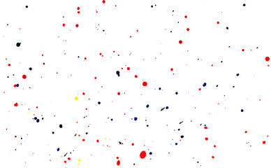 Black and red drops of paint on a white background.