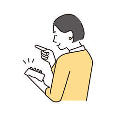 シンプル　イラスト　スマホで道案内をする女性