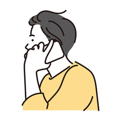 シンプル　イラスト　スマホで通話する男性