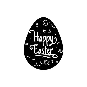 Hand lettering happy easter on silhouette egg design vector
